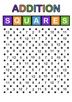 Addition Squares Game Printable